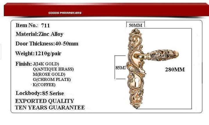 85 HOLLOW SPLIT DOOR LOCK--DOORHAND -ZINC ALLOY MATERIAL----DIFFERENT FROM NORMAL --