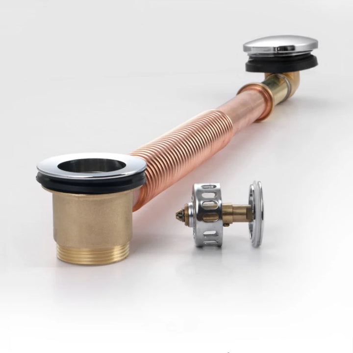 1PC Copper Rotary Bathtub Drain Water Removal Device Sewer Pipe Bathtub Drain Bath Waste and Overflow Floor Drain