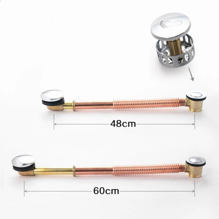 1PC Copper Rotary Bathtub Drain Water Removal Device Sewer Pipe Bathtub Drain Bath Waste and Overflow Floor Drain