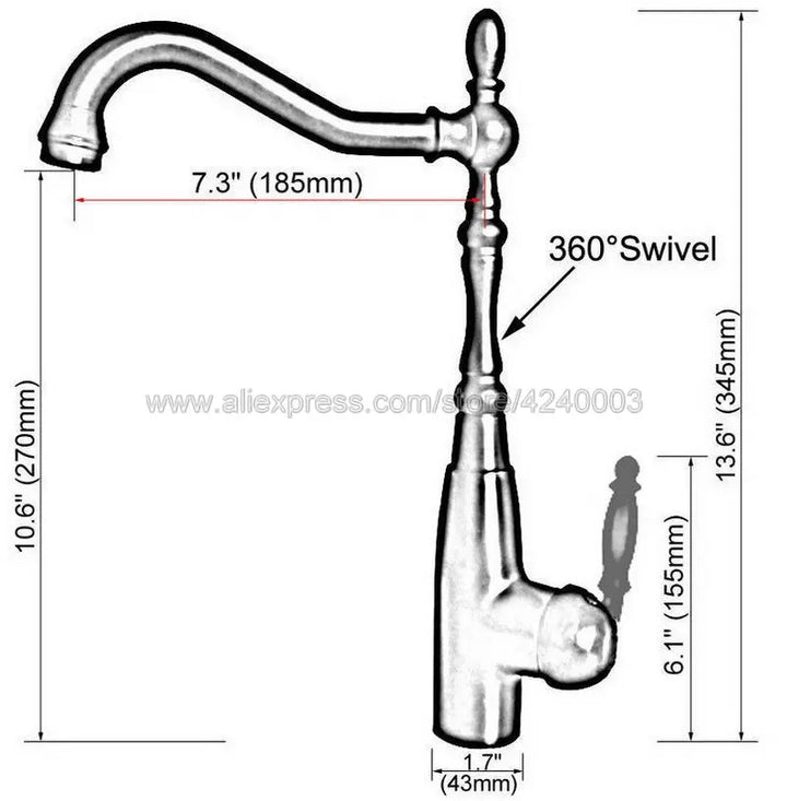 Red Copper Kitchen Faucet Black Brass Faucet 360 Degree Swivel Single Handle Vessel Sink Kitchen Mixer Tap Knf633