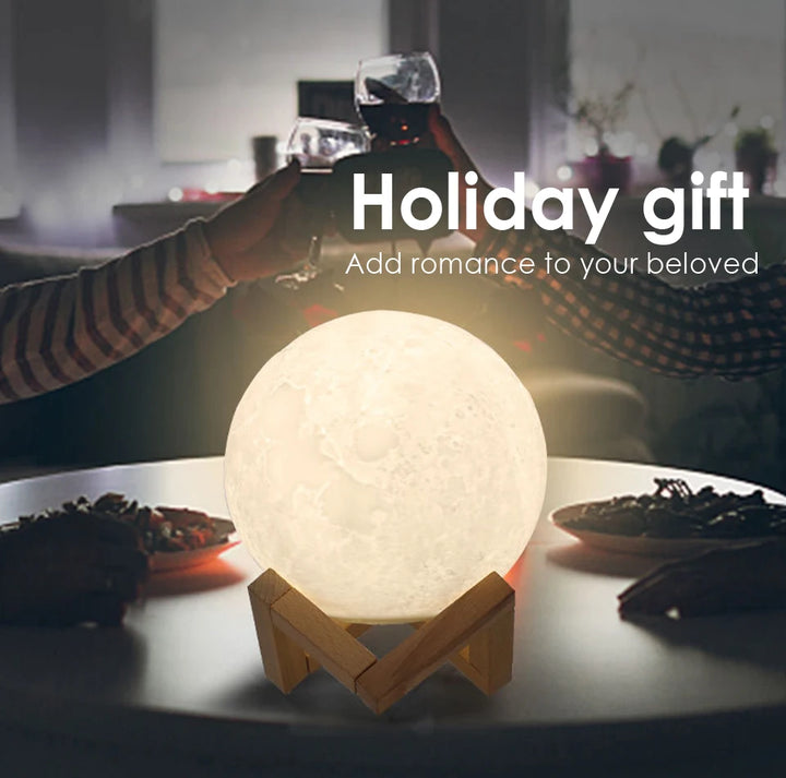 3D Print LED Lamp Moon Earth Jupiter Home Bedroom Decor Creative Mood Night Light USB Recharge Touch Pat Control Colorful