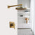 YANKSMART Bathroom Rainfall Shower Faucets 8 Inch Antique Brass Round Wall Mounted Faucet Sets Dual Handles Mixer Tap