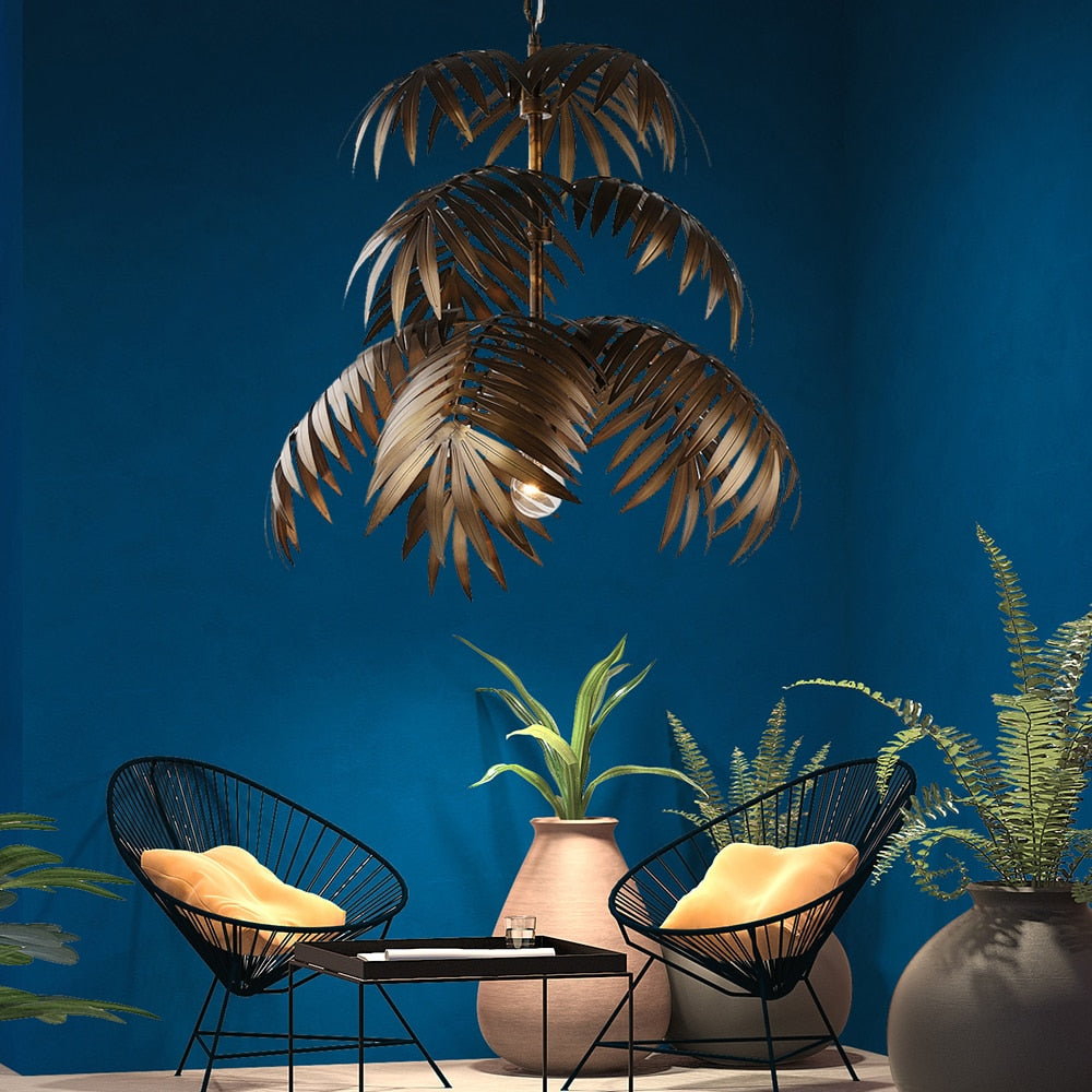 Modern Loft coconut tree leaf chandelier E27 industrial creative hanging lamp for living room restaurant bedroom lobby hotel