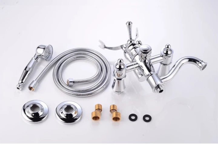 ELLEN Wall Mounted Bathroom Bath Faucet with Hand Shower Black Bath Tub Mixer Tap Bath Shower Mixer ELS2300