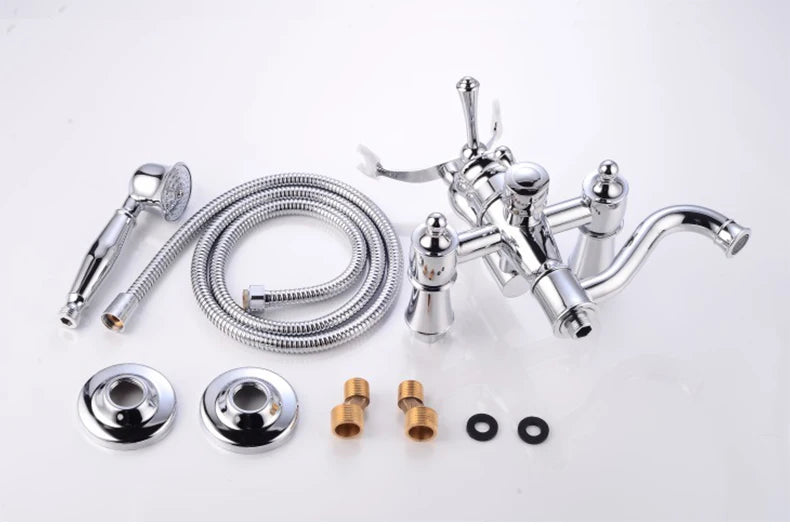 ELLEN Wall Mounted Bathroom Bath Faucet with Hand Shower Black Bath Tub Mixer Tap Bath Shower Mixer ELS2300