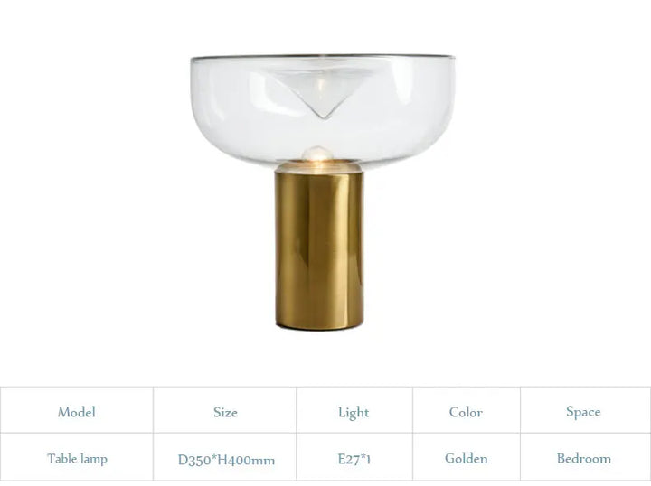 Nordic Clear Glass Table Lamp Creative Swirl Design Gold Hardware Plating Smoky Gray Bedroom Decoration LED E27 Desk Lamp