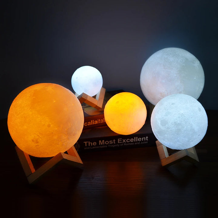 16 Colors LED Night Light For Kids 3D Printing Moon Light Remote Touch Control Moon Lamp