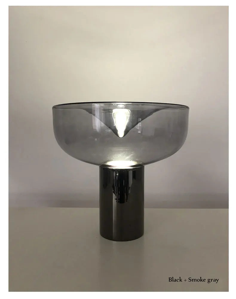 Nordic Clear Glass Table Lamp Creative Swirl Design Gold Hardware Plating Smoky Gray Bedroom Decoration LED E27 Desk Lamp