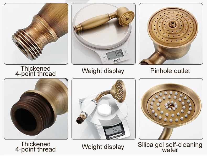 Antique Rain Shower Faucets Set with Hand Brass Wall Mounted Shower Mixer for Bathroom Bath Luxury Rainfall Shower Set EL4006T