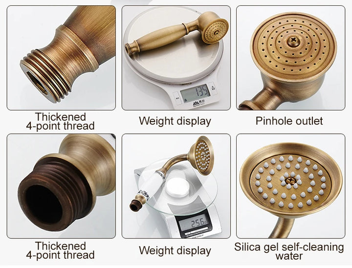 Antique Rain Shower Faucets Set with Hand Brass Wall Mounted Shower Mixer for Bathroom Bath Luxury Rainfall Shower Set EL4006T