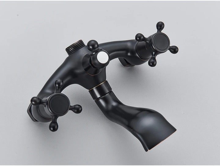 POIQIHY Golden Black Bathtub Shower Faucets Bathroom Wall Bath Shower Set Brass Mixer Tap Swivel Tub Spout Bath Shower Mixers