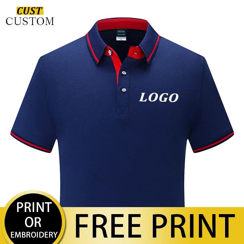 Custom Printed Logo On Cust T-shirts. Embroidered Polo Shirts For Male And Female Employees Of The Company, and Design