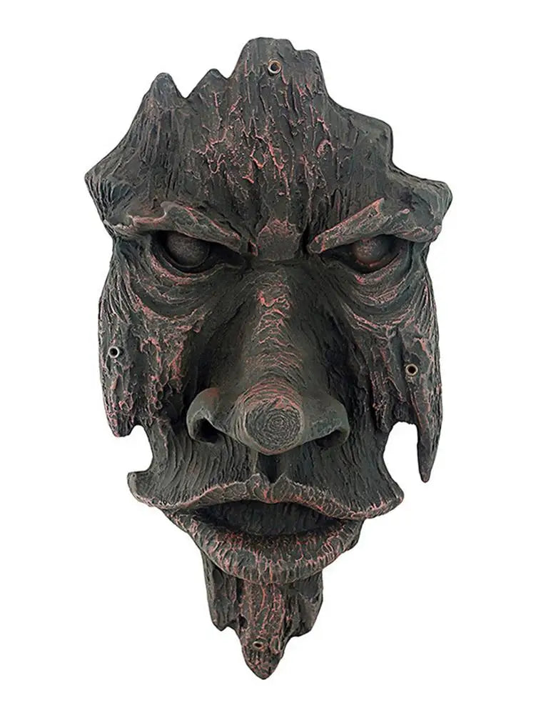 Bark Ghost Face Facial Features  Greenman Tree  Resin Garden Outdoor Sculpture