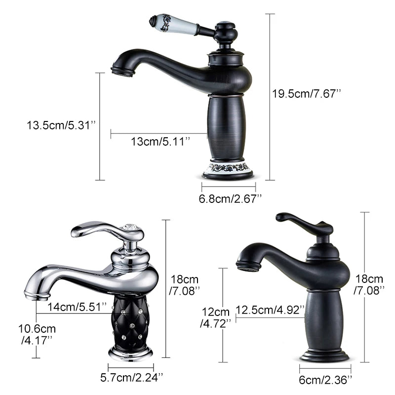 Bathroom Antique Bronze Finish Brass Basin Sink Solid Brass Faucets Single Handle Water Mixer Taps Bath Crane  ELFCT001
