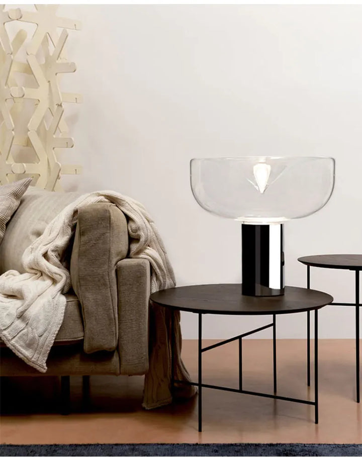 Nordic Clear Glass Table Lamp Creative Swirl Design Gold Hardware Plating Smoky Gray Bedroom Decoration LED E27 Desk Lamp