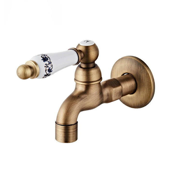 Antique Brass Basin Faucet Kitchen Faucet Garden taps Wall Mounted Lavatory Bathroom Mop Water Tap Washing Machine Faucet
