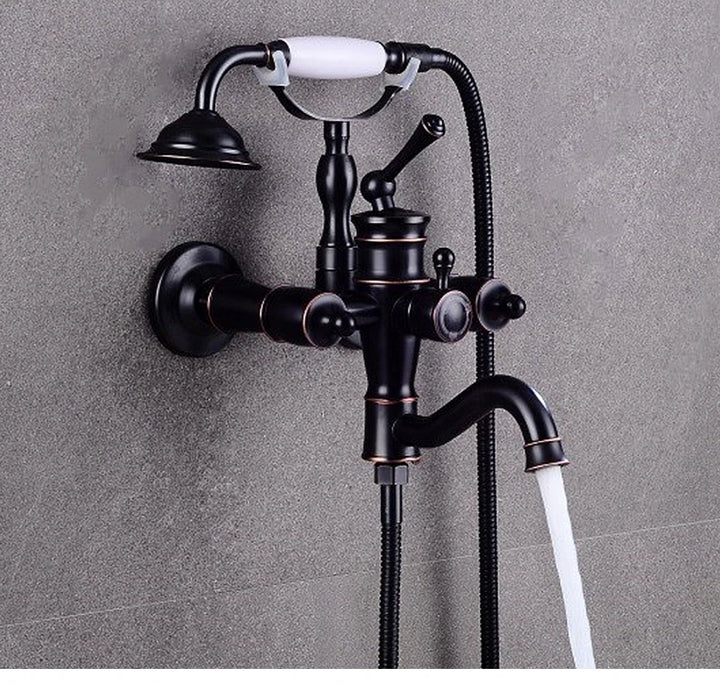 ELLEN Wall Mounted Bathroom Bath Faucet with Hand Shower Black Bath Tub Mixer Tap Bath Shower Mixer ELS2300