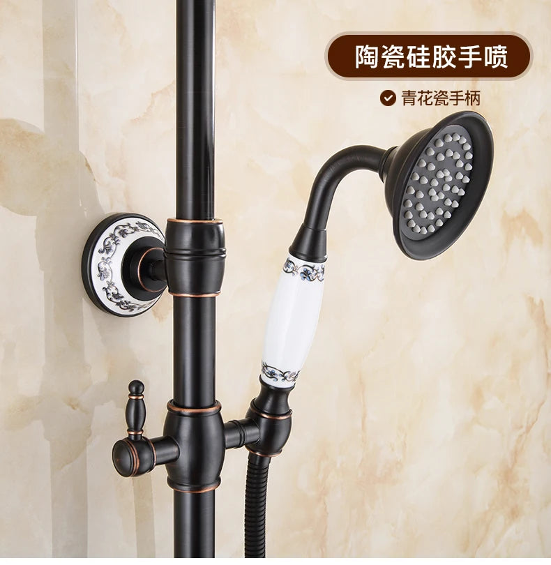 Brass&Porcelain Bathroom Hand Shower Head Rainfall Shower Faucet  Bracket Shower Hose