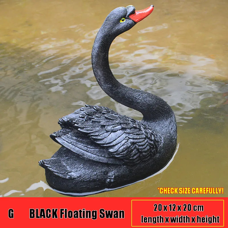 Resin Floating White Black Swan Outdoor Garden Pond Fish Tank Decorative Swimming Swan Sculpture For Garden Decor Ornament