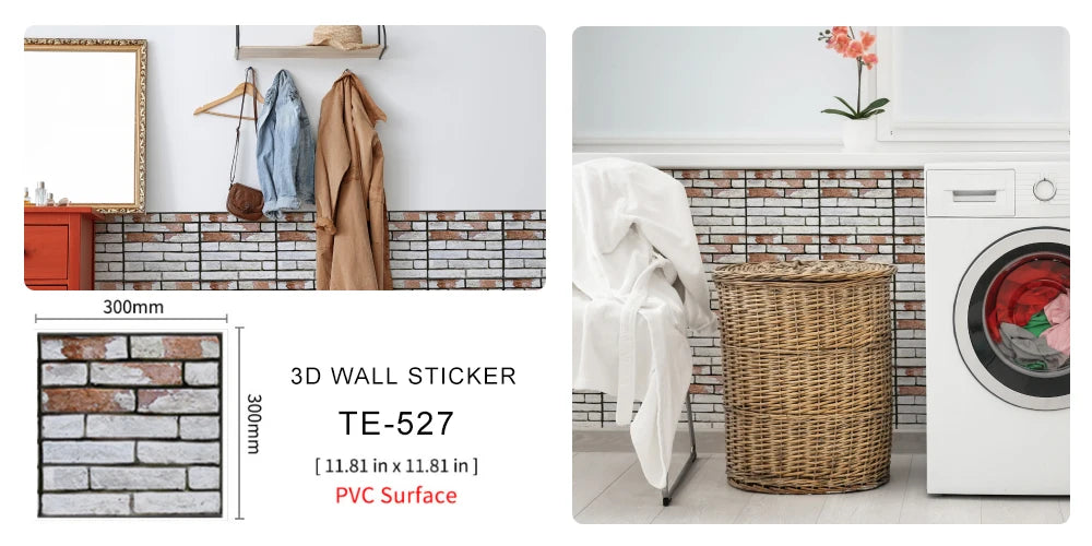 15PCS Wall Sticker Waterproof PVC imitation brick Wallpapers for TV walls living room bedroom kitchen kids rooms painted surface