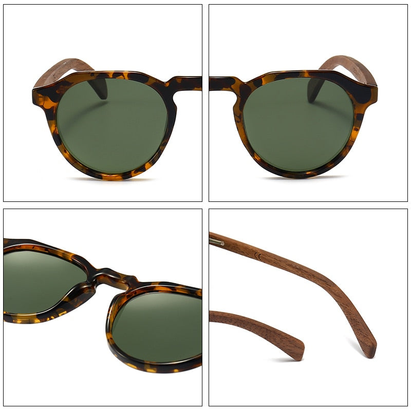 GCV Brand Advanced Walnut Wood Hawksbill Leopard Grain Frames Ultralight Sunglasses Men Women F Polarized  Sunglasses