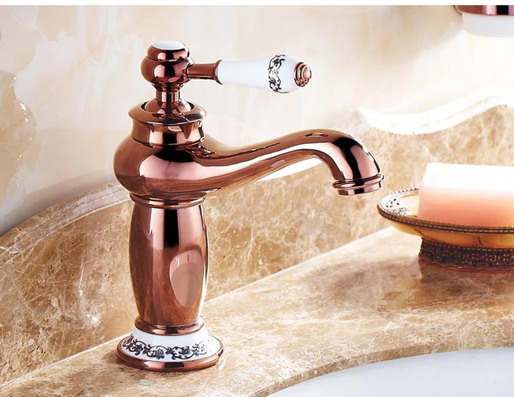Bathroom Antique Bronze Finish Brass Basin Sink Solid Brass Faucets Single Handle Water Mixer Taps Bath Crane  ELFCT001
