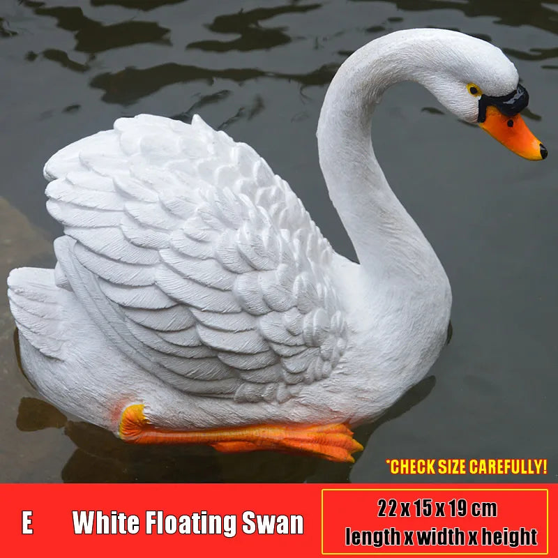 Resin Floating White Black Swan Outdoor Garden Pond Fish Tank Decorative Swimming Swan Sculpture For Garden Decor Ornament