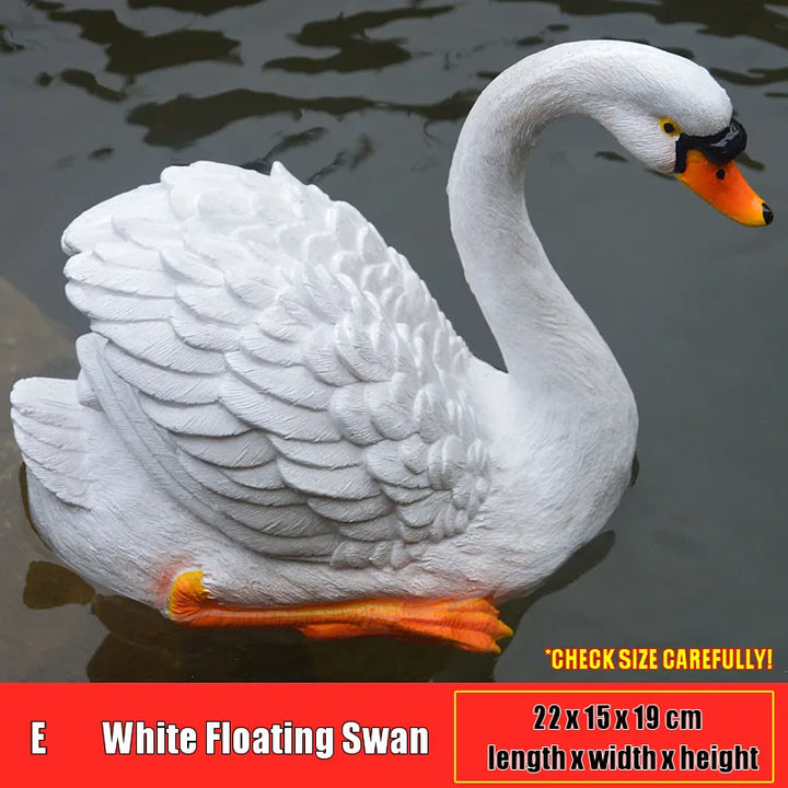 Resin Floating White Black Swan Outdoor Garden Pond Fish Tank Decorative Swimming Swan Sculpture For Garden Decor Ornament