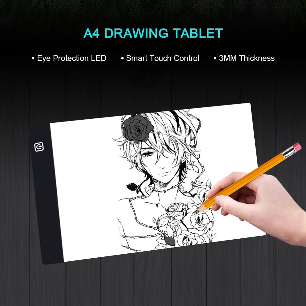LED Drawing Tablet Ultra Thin USB A4 LED Graphic Tablet Writing Painting  Light Box Art Stencil Art Board Light Pad