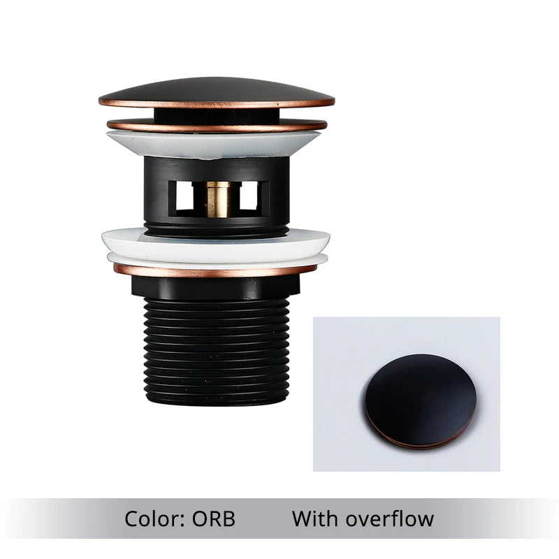 Bathroom Sink Stopper Washbasin Pop Up Drain Plug Cover Waste Pipe Drainer With Or Without Overflow For Bath Accessories