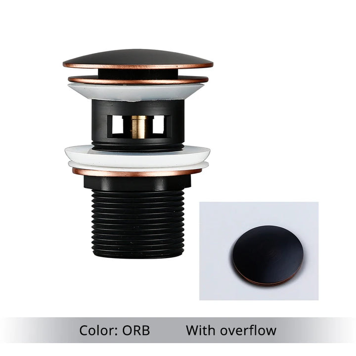 Bathroom Sink Stopper Washbasin Pop Up Drain Plug Cover Waste Pipe Drainer With Or Without Overflow For Bath Accessories