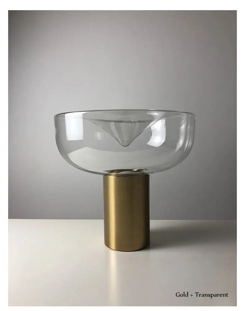 Nordic Clear Glass Table Lamp Creative Swirl Design Gold Hardware Plating Smoky Gray Bedroom Decoration LED E27 Desk Lamp