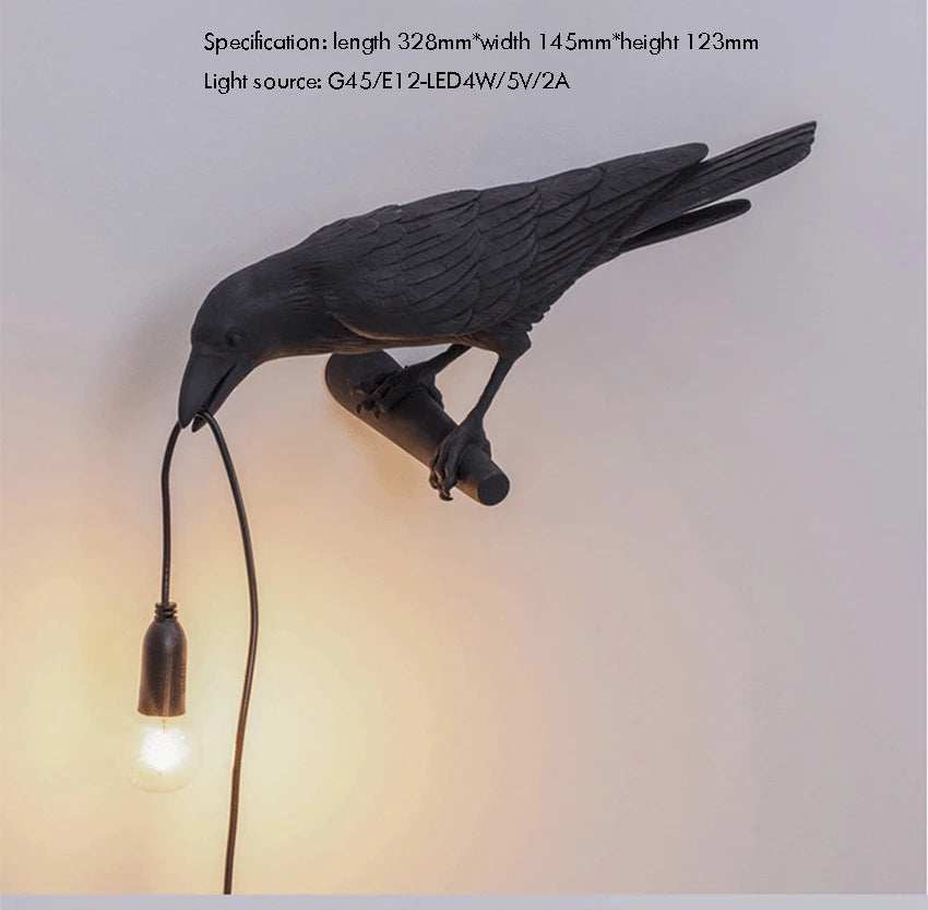 Modern Table Light,E12 Wall Lamp Resin Bird Light for Home Decoration Living Room Foyer Study Bedroom Nightstand Lights