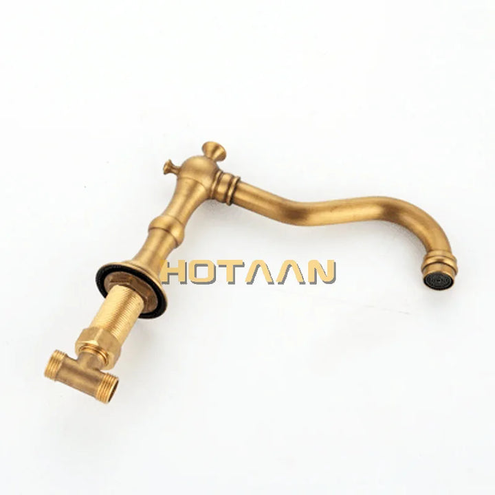 Solid Brass Bathroom Basin Mixer Tap Antique Brass  Kitchen Sink Faucet Dual Handles 3 holes 3 pcs Deck Mounted Basin Faucet