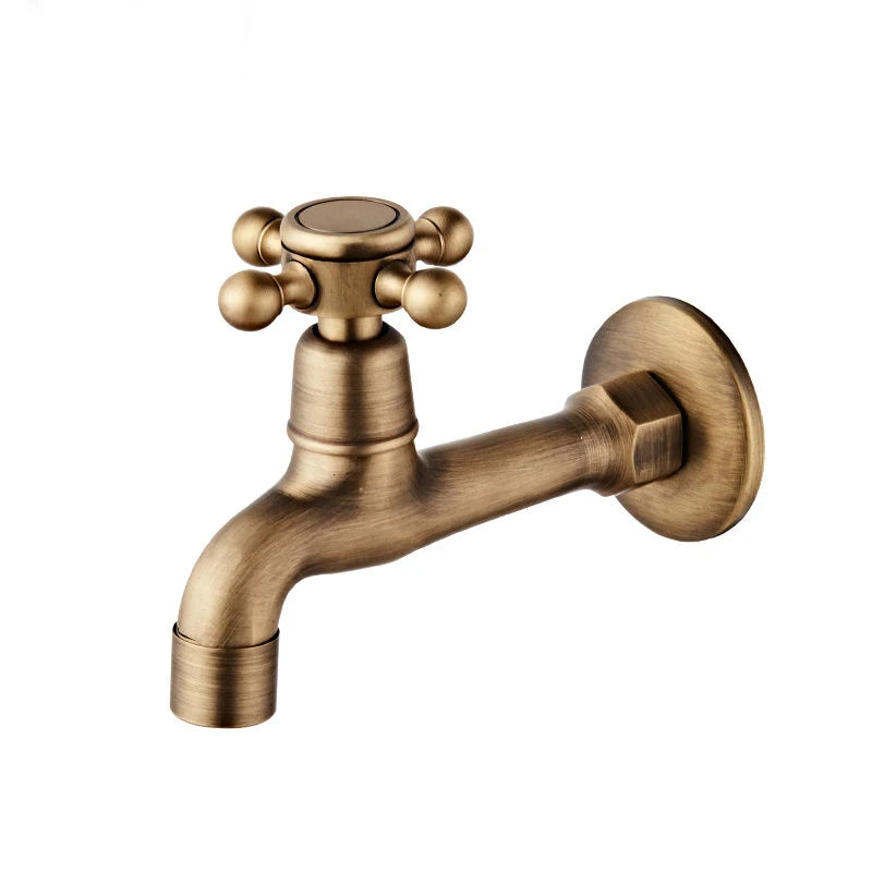 Antique Brass Basin Faucet Kitchen Faucet Garden taps Wall Mounted Lavatory Bathroom Mop Water Tap Washing Machine Faucet