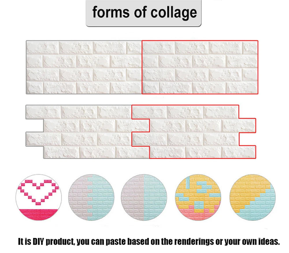 Self-Adhesive 3D Wall Stickers Luxury Decor for Living Room Bedroom Waterproof Foam Wallpapers DIY Brick Pattern