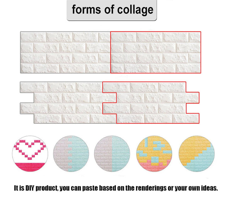 Self-Adhesive 3D Wall Stickers Luxury Decor for Living Room Bedroom Waterproof Foam Wallpapers DIY Brick Pattern