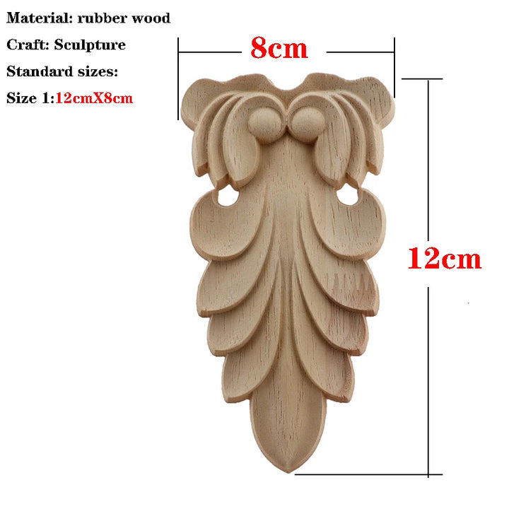 Retro Vintage Wood Carved Onlay Applique Carpenter Frame Decal Furniture