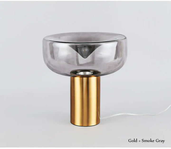 Nordic Clear Glass Table Lamp Creative Swirl Design Gold Hardware Plating Smoky Gray Bedroom Decoration LED E27 Desk Lamp