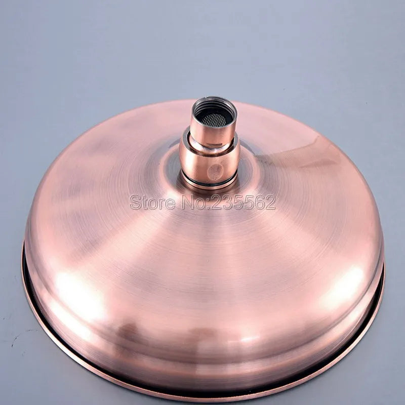 8 Inch Round Rainfall Shower Head Rainfall Bathroom Top Sprayer Antique Red Copper Rain Showerhead Lsh258