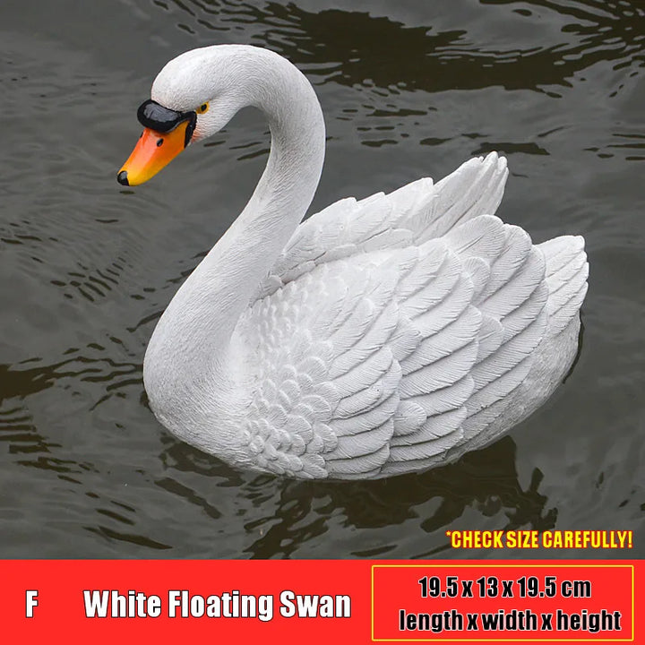 Resin Floating White Black Swan Outdoor Garden Pond Fish Tank Decorative Swimming Swan Sculpture For Garden Decor Ornament