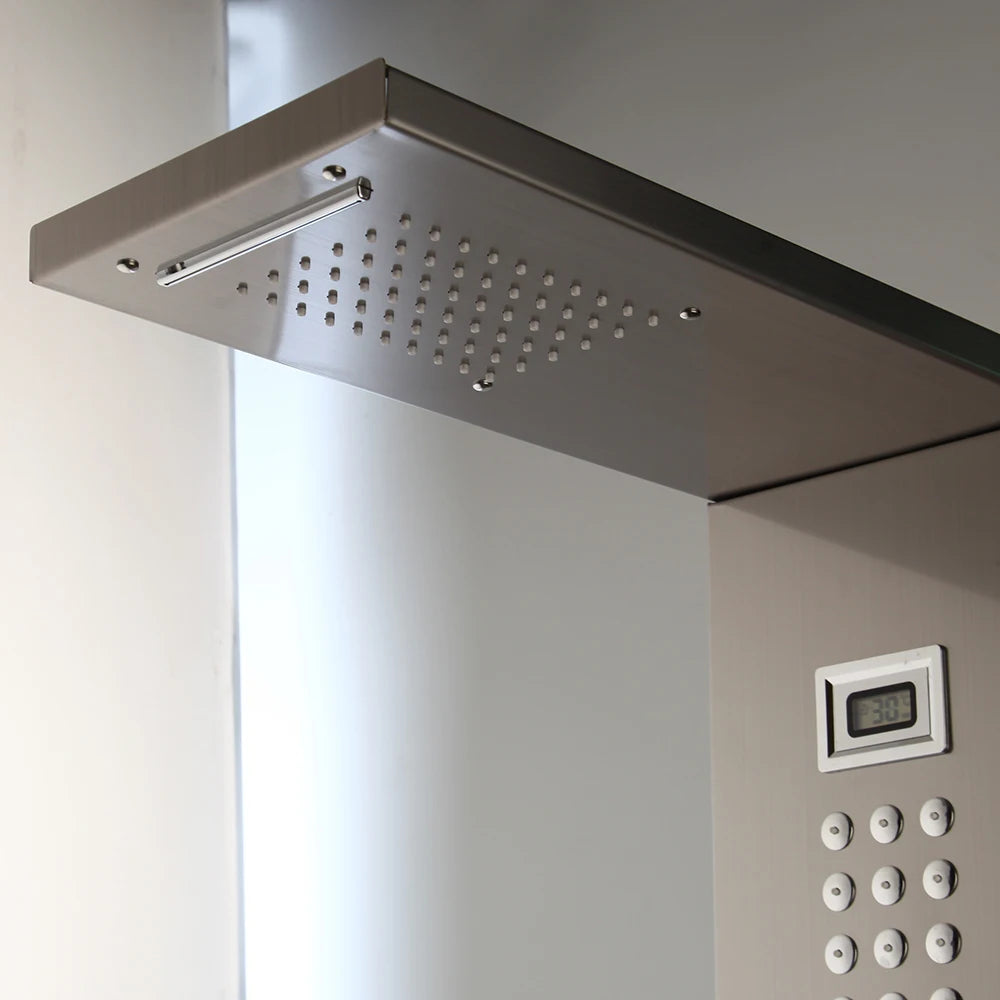KEMAIDI Black Column  Shower Faucet Bath Shower System Temperature Digital Display LED Shower Panel Body Massage Jets 12 Choice
