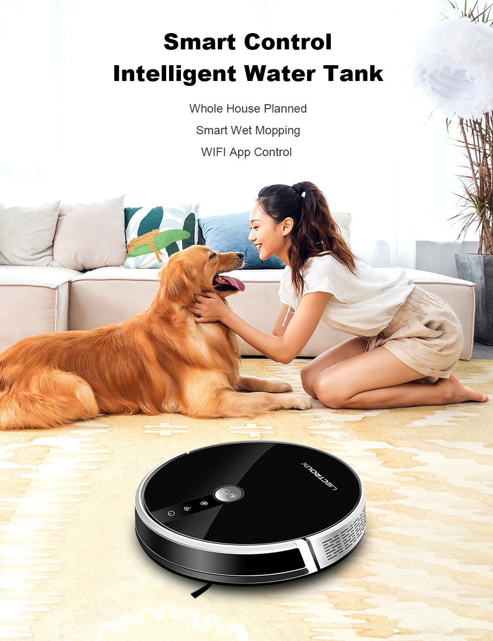 Robot Vacuum Cleaner LIECTROUX/LILIN C30B ,Map Navigation with Memory,Wifi APP Control,6000pa Suction,Smart Electric Water Tank