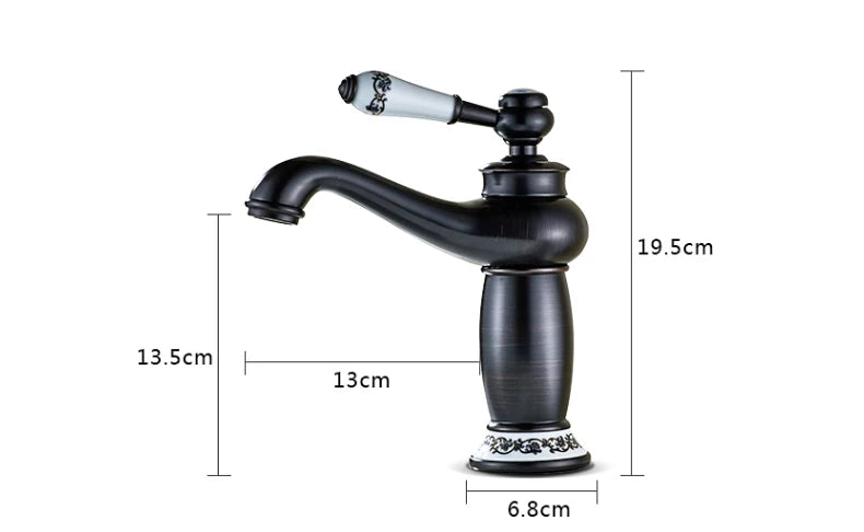 Bathroom Antique Bronze Finish Brass Basin Sink Solid Brass Faucets Single Handle Water Mixer Taps Bath Crane  ELFCT001