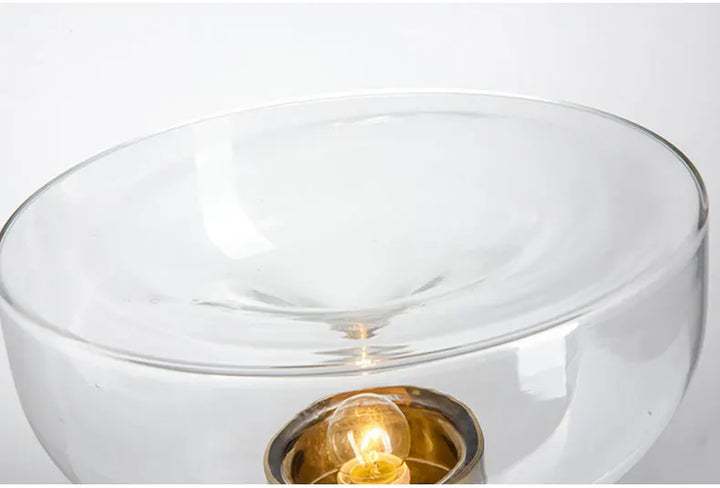 Nordic Clear Glass Table Lamp Creative Swirl Design Gold Hardware Plating Smoky Gray Bedroom Decoration LED E27 Desk Lamp