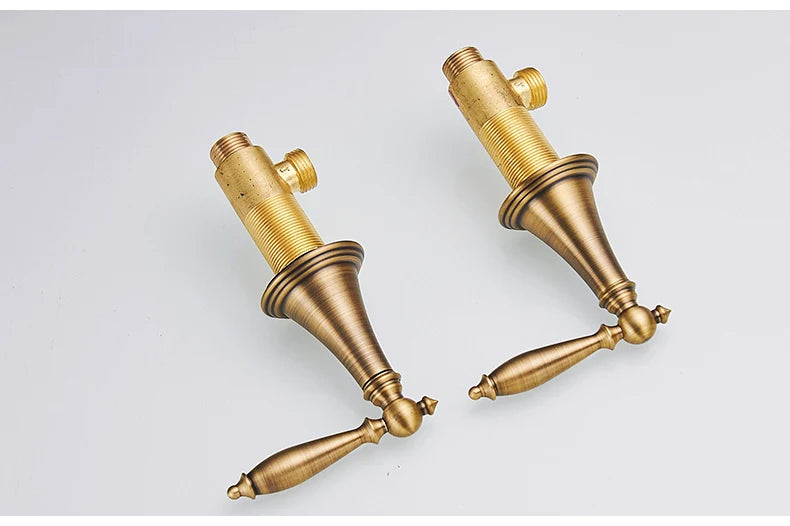 ELLEN Antique Bronze Bath Sink Faucet Double Handle Basin Sink Faucet Hot and Cold Water Mixer 3 Hole Bathroom Faucet ELF8001-3