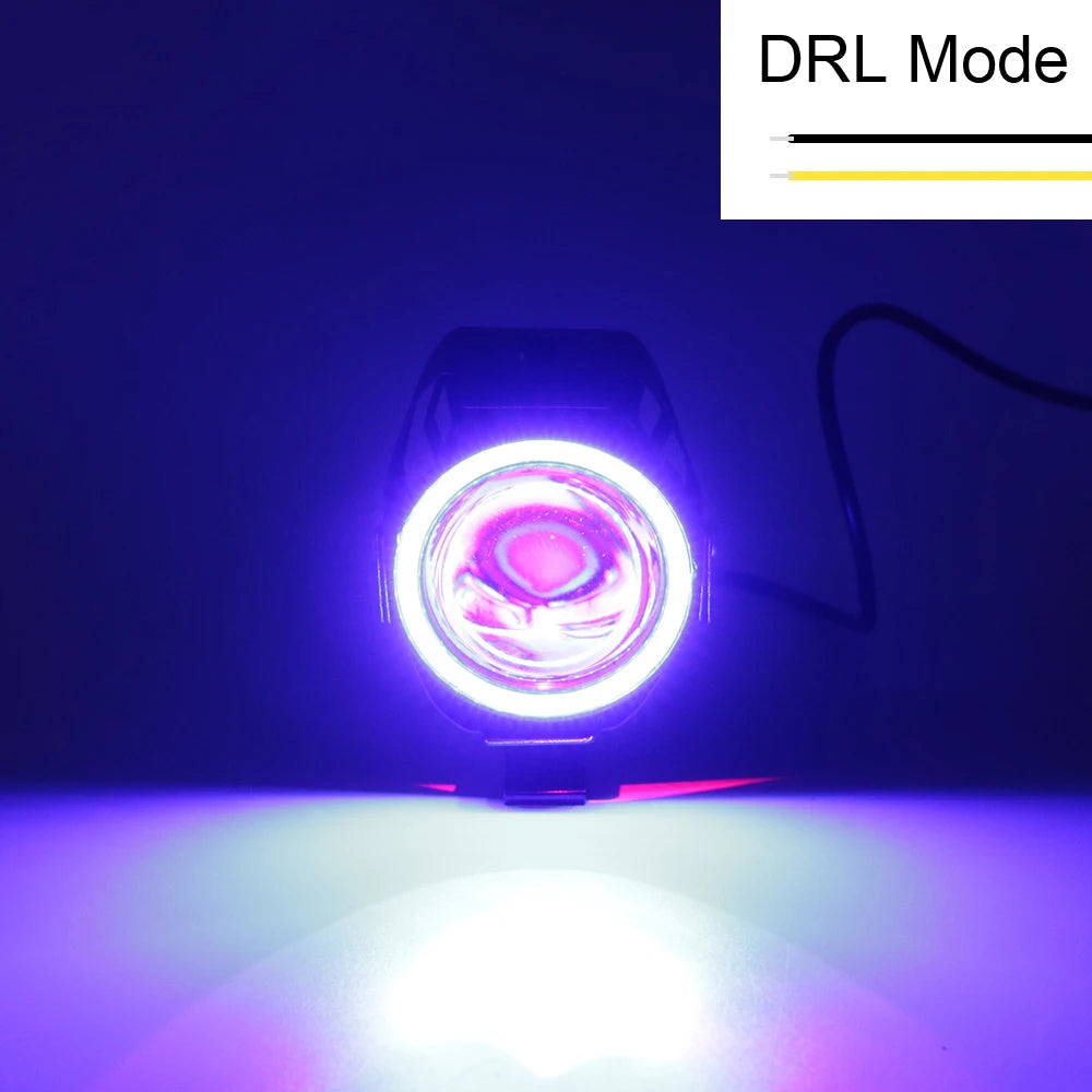 LED Motorcycle Angel Eyes Motorbike LED Auxiliary Lamp U7 Headlamp Spotlights Motorcycle Headlights Super Bright 125W 2Pcs/set