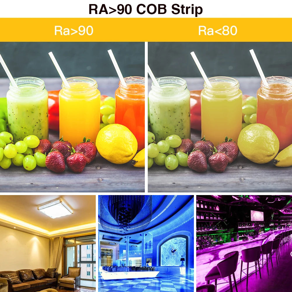 Fob Led 5V 12V 24V COB LED Strip 320LEDs/m High Density RA90 Flexible FOB LED ...
