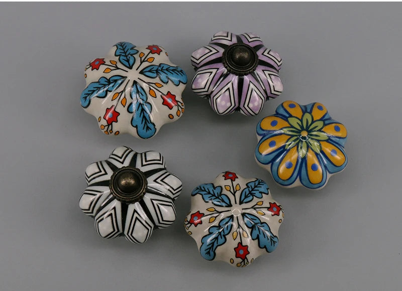 One Piece Vintage Ceramic Door Knobs for Cabinet Drawer, Closet Cupboard Wardrobe  furniture door  Pull Handle