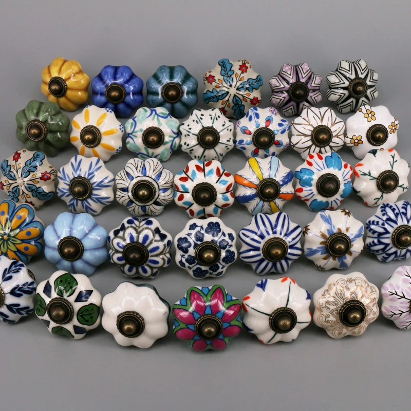 One Piece Vintage Ceramic Door Knobs for Cabinet Drawer, Closet Cupboard Wardrobe  furniture door  Pull Handle